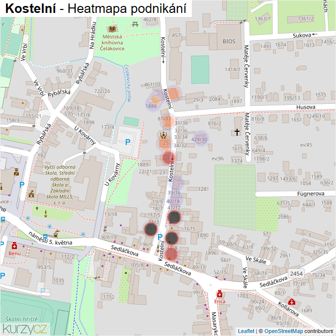 Mapa Kostelní - Firmy v ulici.