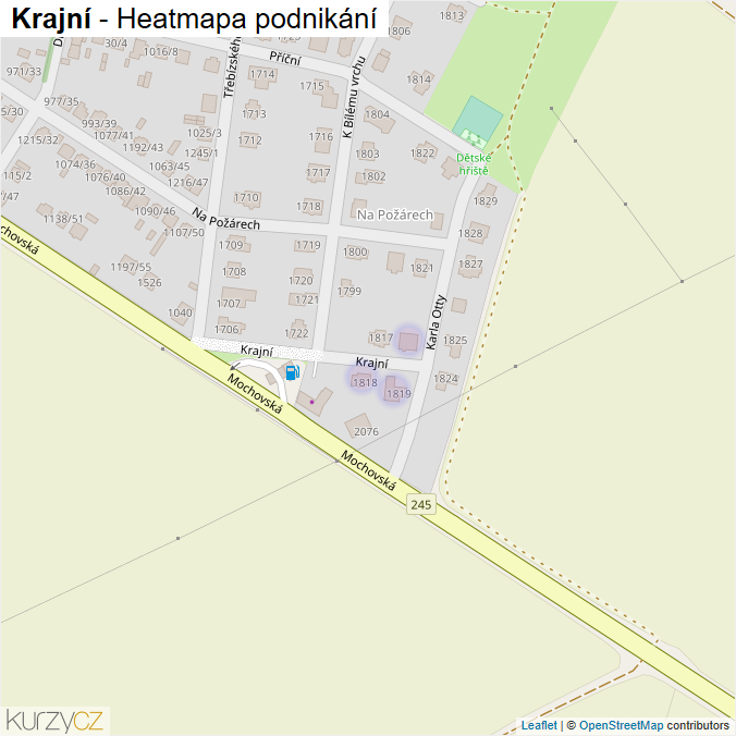 Mapa Krajní - Firmy v ulici.