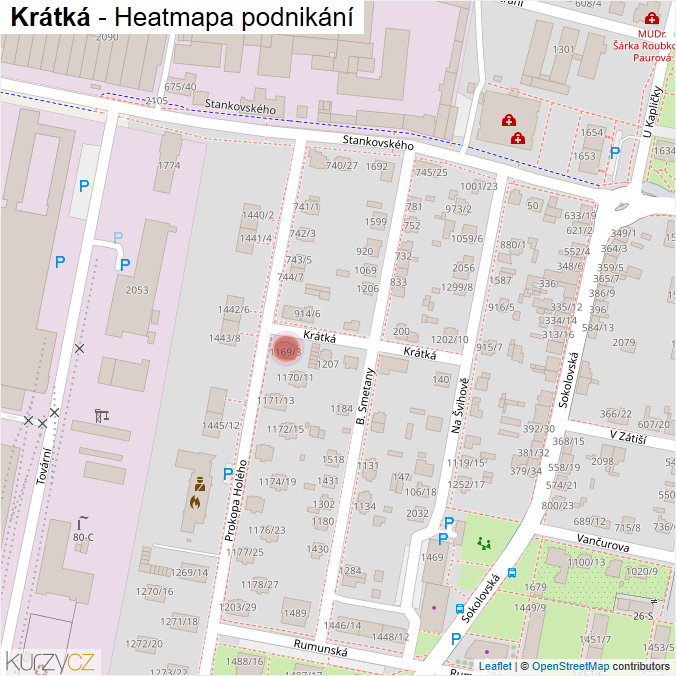 Mapa Krátká - Firmy v ulici.