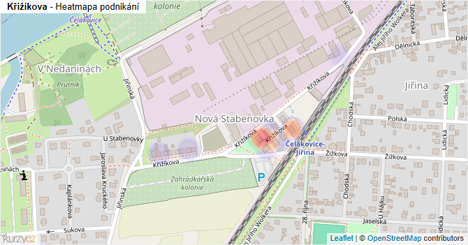 Křižíkova - mapa podnikání
