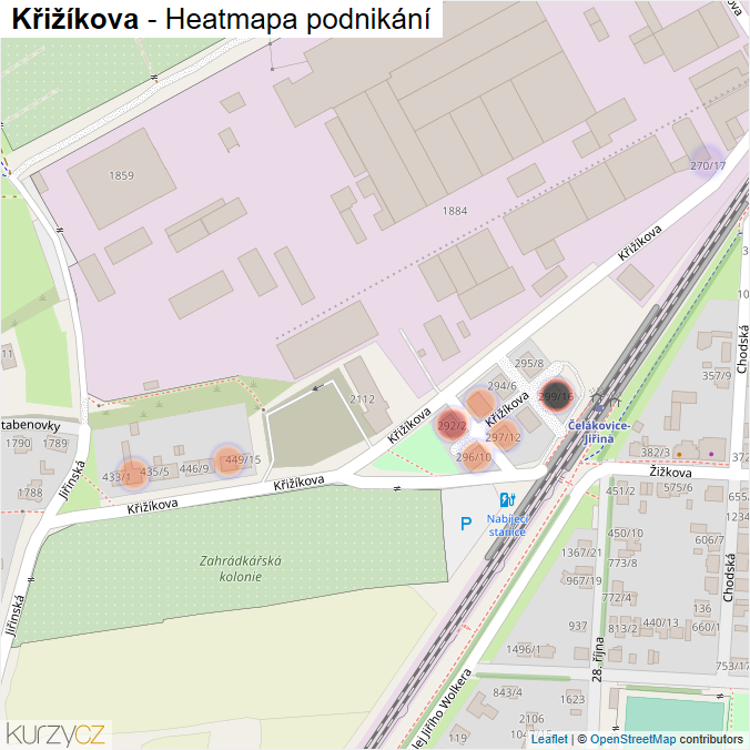 Mapa Křižíkova - Firmy v ulici.