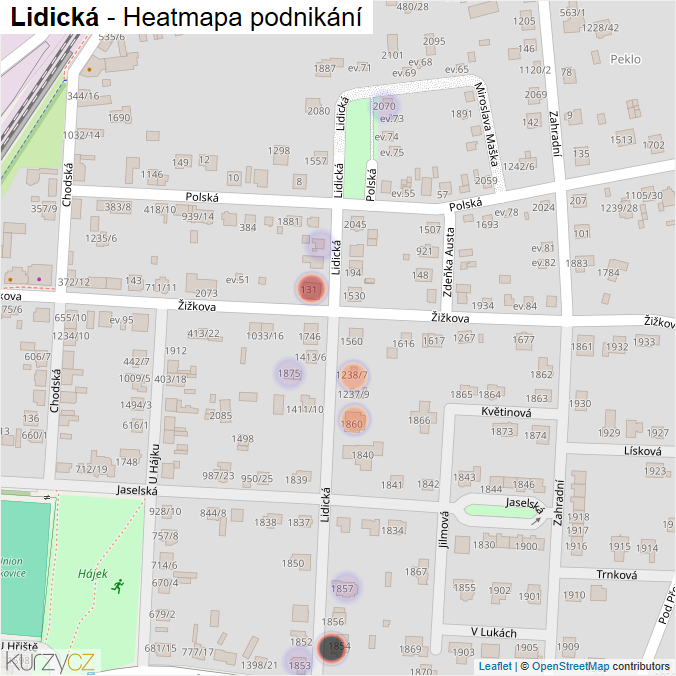 Mapa Lidická - Firmy v ulici.