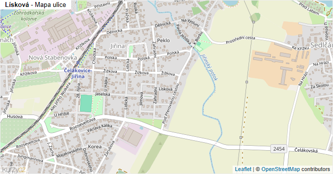 Lísková - mapa ulice