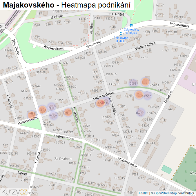 Mapa Majakovského - Firmy v ulici.