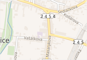 Masarykova v obci Čelákovice - mapa ulice