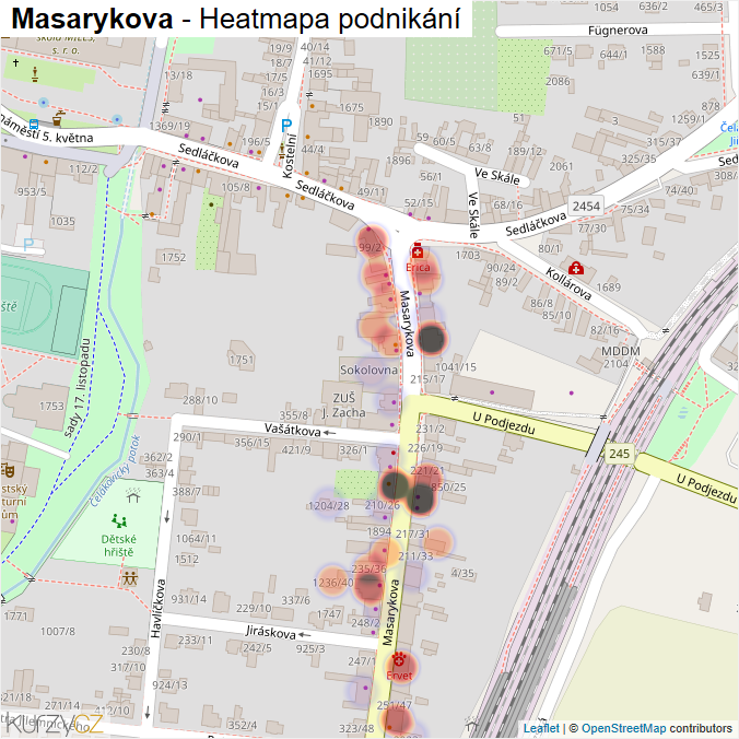 Mapa Masarykova - Firmy v ulici.