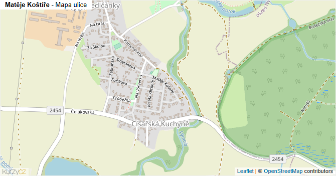 Matěje Koštíře - mapa ulice
