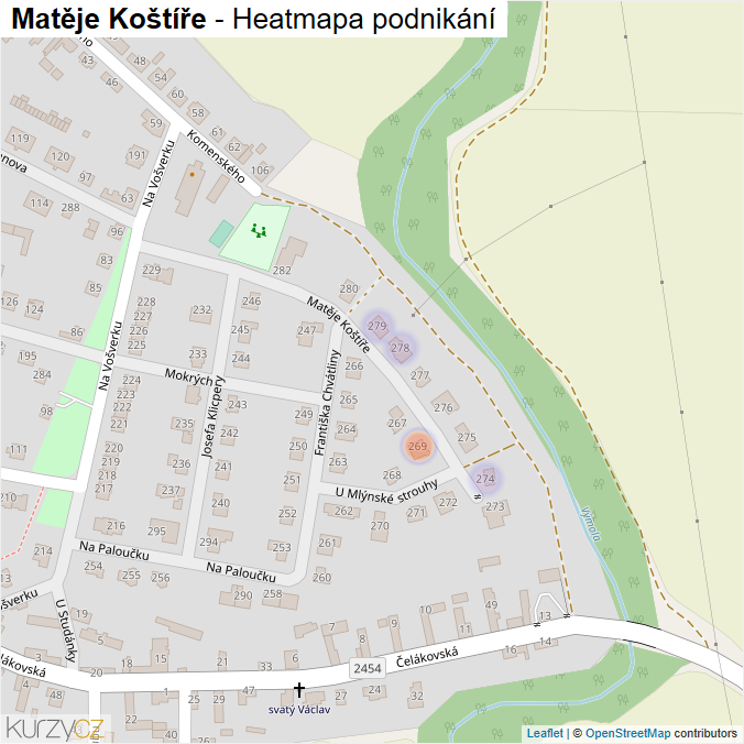 Mapa Matěje Koštíře - Firmy v ulici.