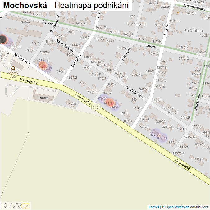 Mapa Mochovská - Firmy v ulici.