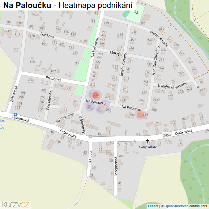 Mapa Na Paloučku - Firmy v ulici.
