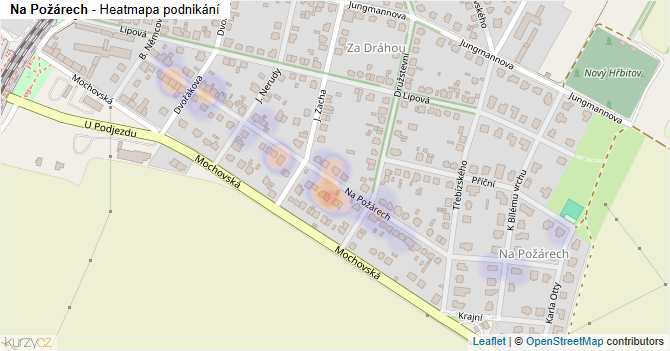 Na Požárech - mapa podnikání