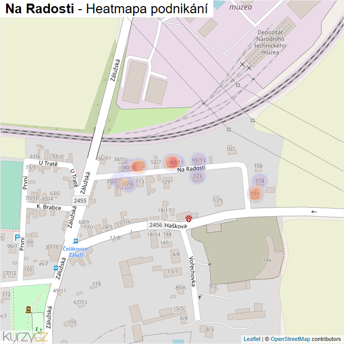 Mapa Na Radosti - Firmy v ulici.