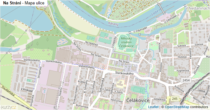 Na Stráni - mapa ulice