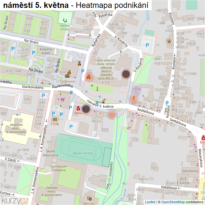 Mapa náměstí 5. května - Firmy v ulici.