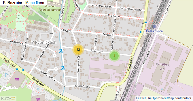 P. Bezruče - mapa firem