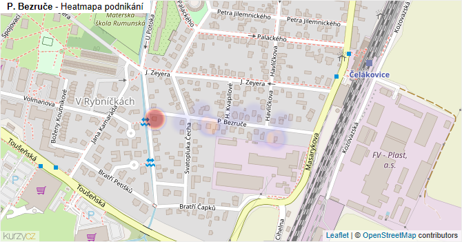 P. Bezruče - mapa podnikání