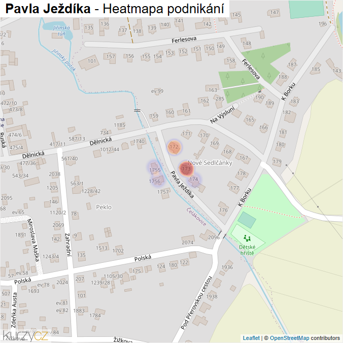 Mapa Pavla Ježdíka - Firmy v ulici.