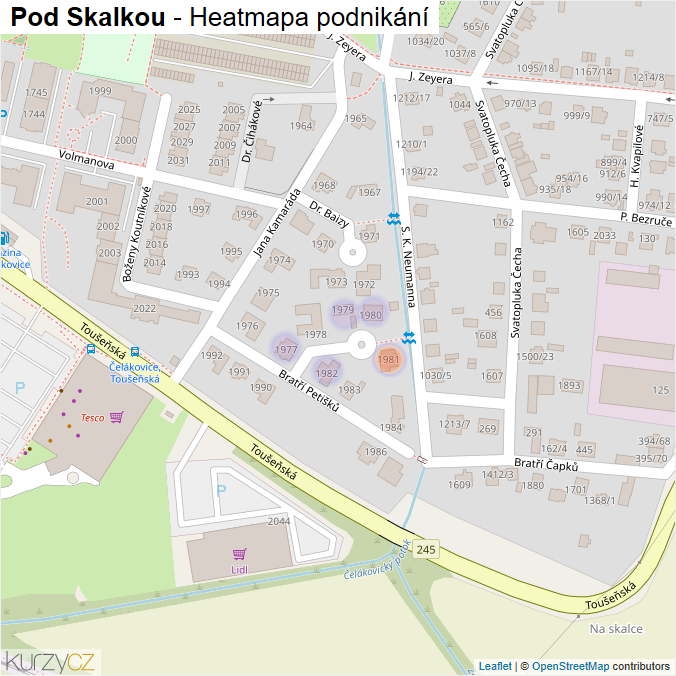 Mapa Pod Skalkou - Firmy v ulici.