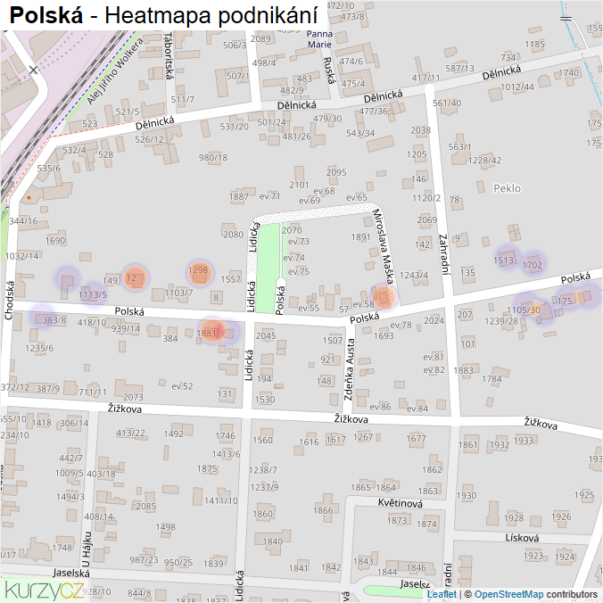 Mapa Polská - Firmy v ulici.