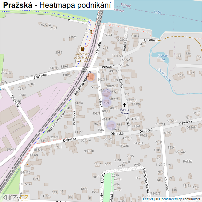 Mapa Pražská - Firmy v ulici.