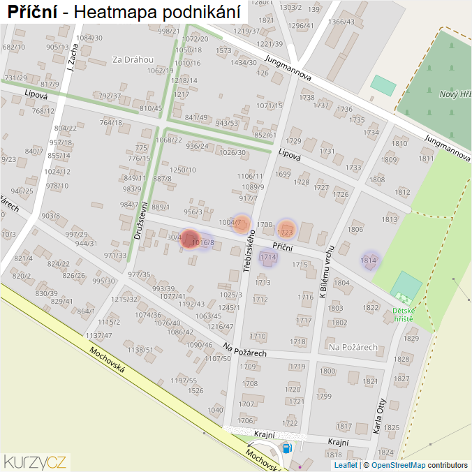 Mapa Příční - Firmy v ulici.