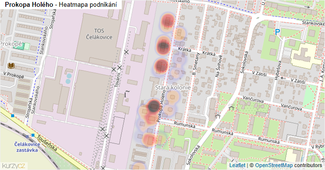 Prokopa Holého - mapa podnikání