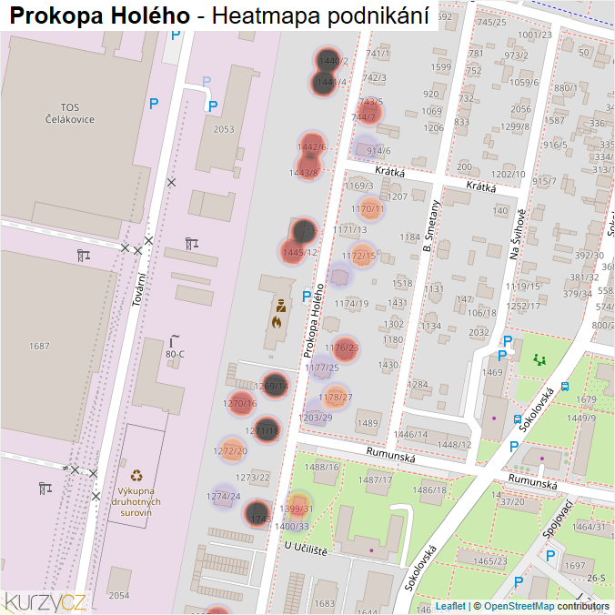 Mapa Prokopa Holého - Firmy v ulici.
