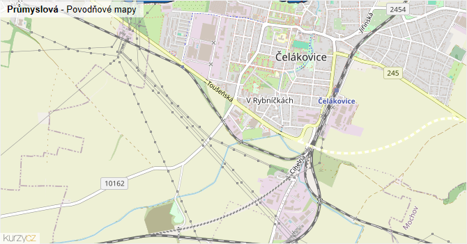 Průmyslová - záplavové mapy stoleté vody