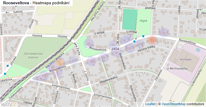 Rooseveltova - mapa podnikání
