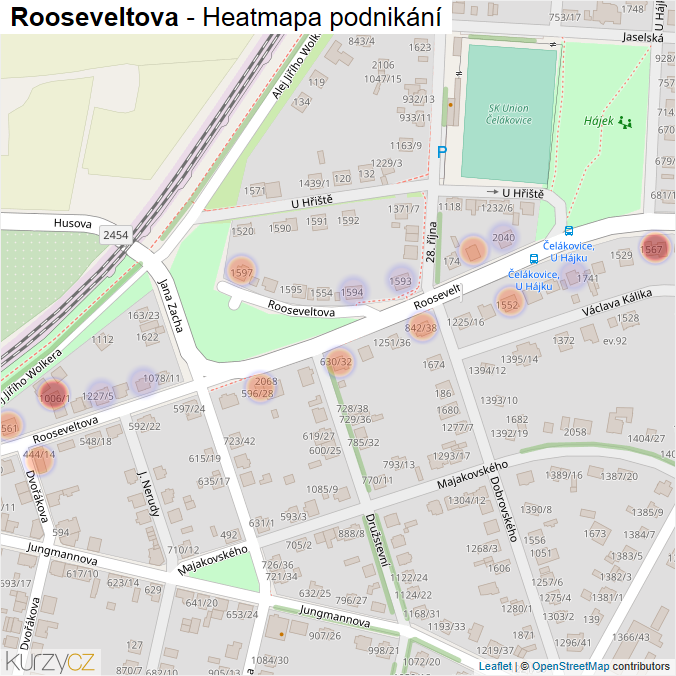 Mapa Rooseveltova - Firmy v ulici.