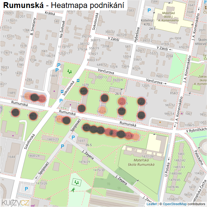 Mapa Rumunská - Firmy v ulici.