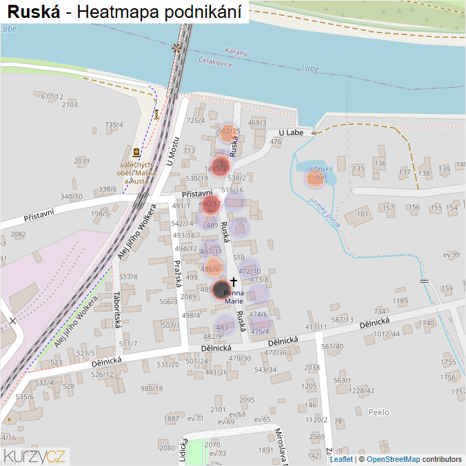 Mapa Ruská - Firmy v ulici.