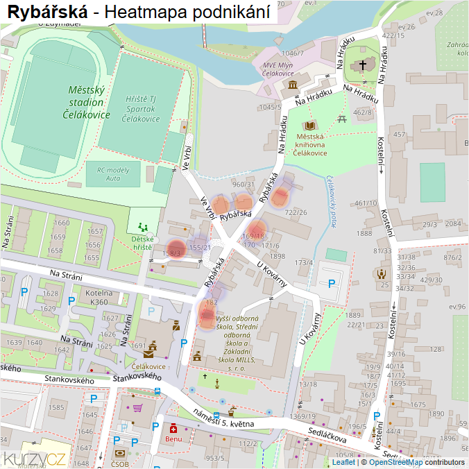 Mapa Rybářská - Firmy v ulici.