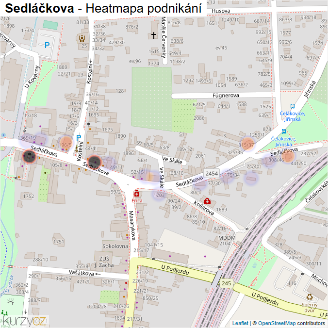 Mapa Sedláčkova - Firmy v ulici.