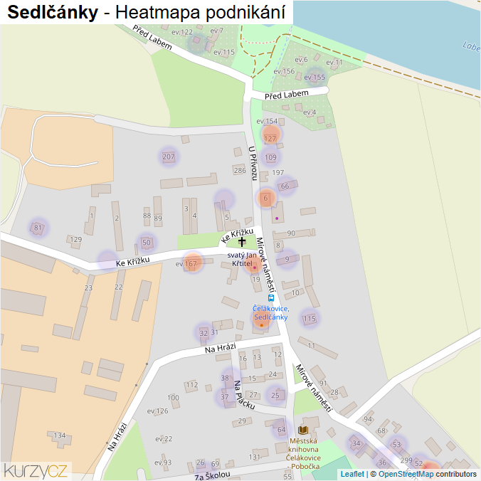 Mapa Sedlčánky - Firmy v části obce.