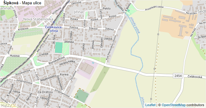 Šípková - mapa ulice