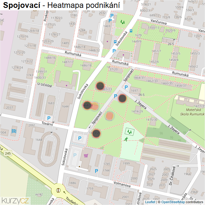 Mapa Spojovací - Firmy v ulici.