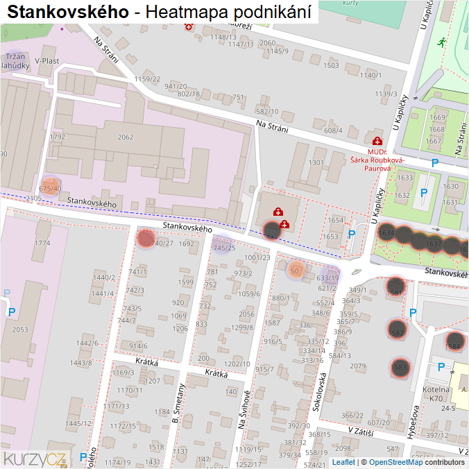 Mapa Stankovského - Firmy v ulici.