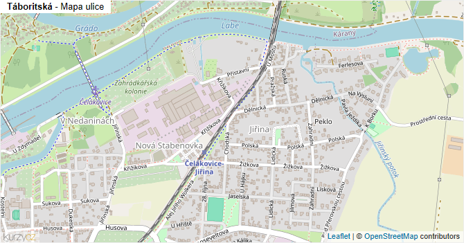 Táboritská - mapa ulice