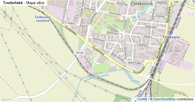 Toušeňská - mapa ulice