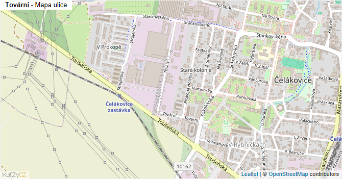Tovární - mapa ulice