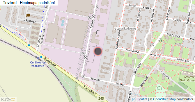 Tovární - mapa podnikání