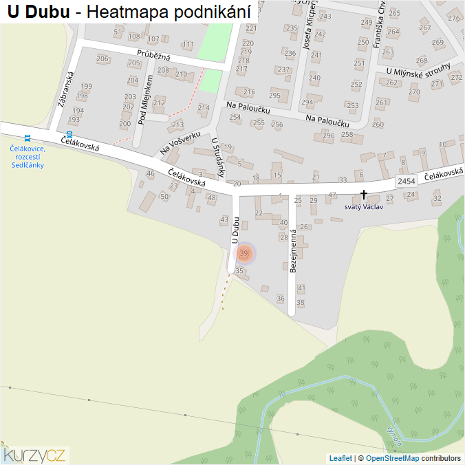 Mapa U Dubu - Firmy v ulici.