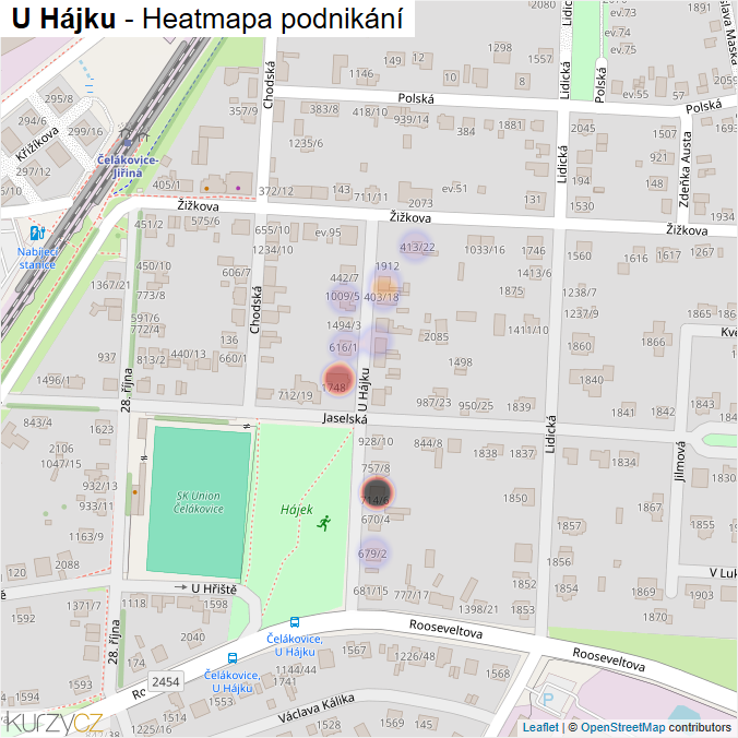 Mapa U Hájku - Firmy v ulici.