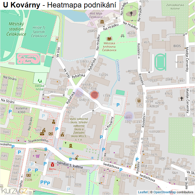 Mapa U Kovárny - Firmy v ulici.