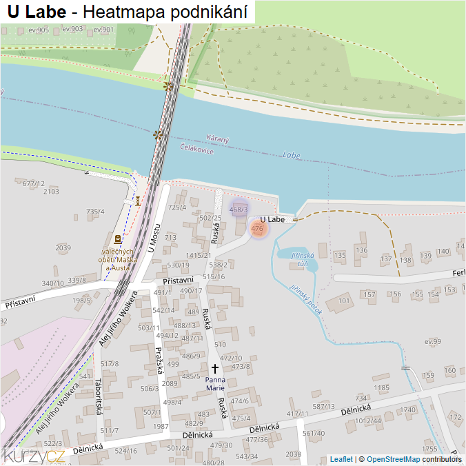Mapa U Labe - Firmy v ulici.