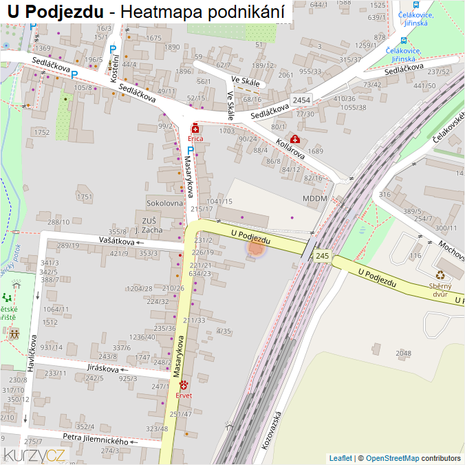 Mapa U Podjezdu - Firmy v ulici.