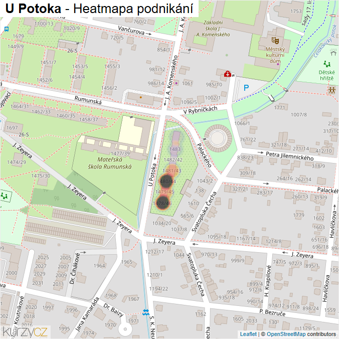 Mapa U Potoka - Firmy v ulici.