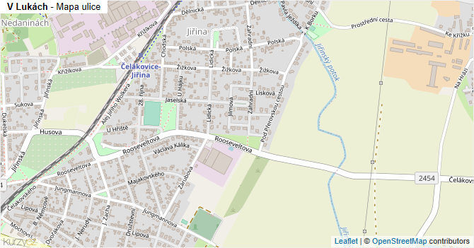 V Lukách - mapa ulice