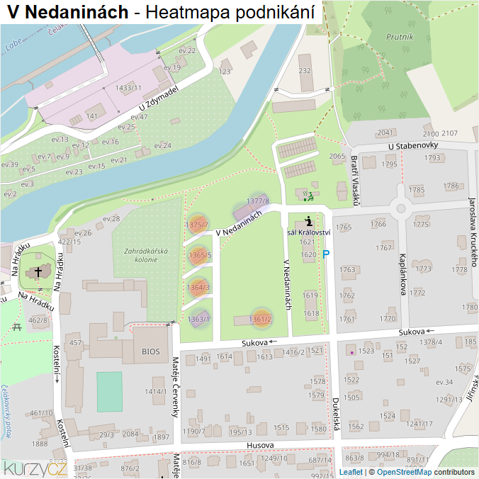 Mapa V Nedaninách - Firmy v ulici.